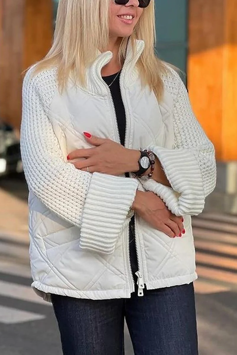 Women's Knitted patchwork casual padded Coats