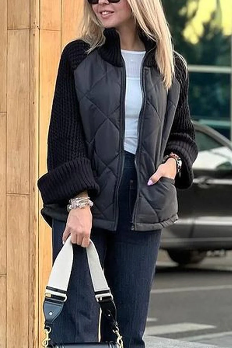 Women's Knitted patchwork casual padded Coats