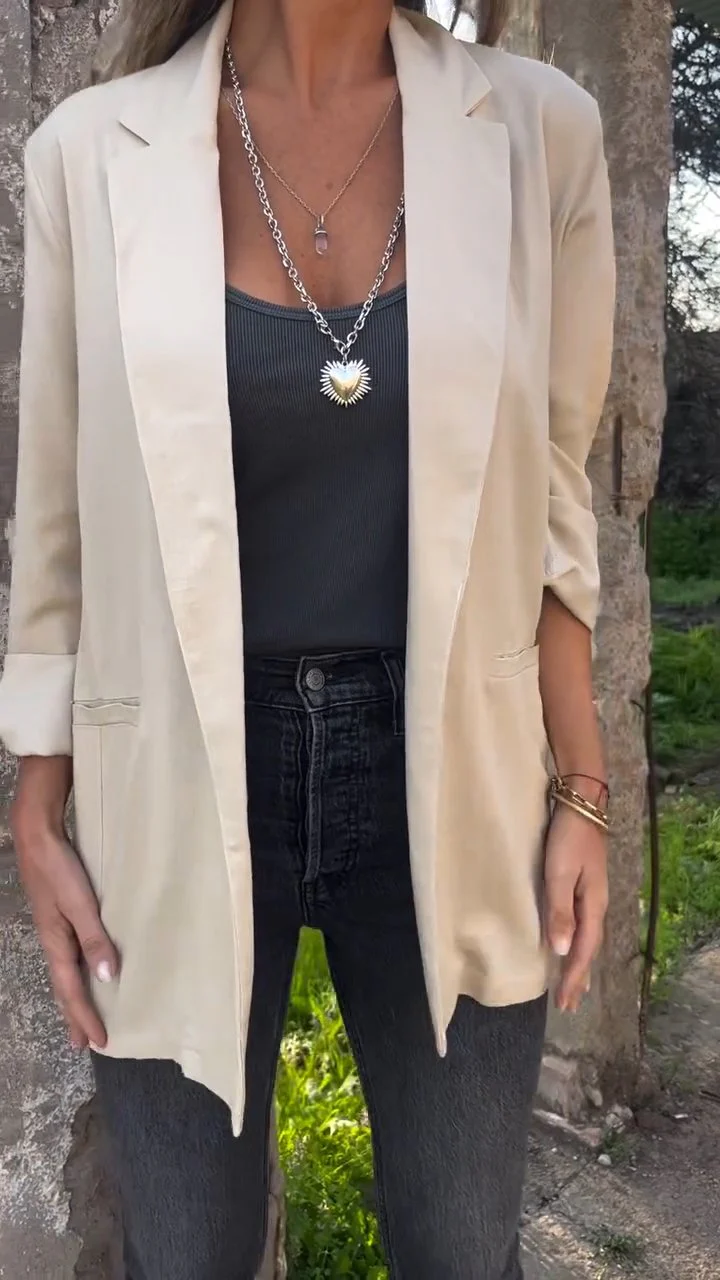 Lapel Long Sleeve Blazer